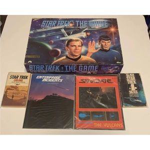 Star Trek Board Game, 2 paperbacks, 2 Magazines. Lot Bundle Captain Kirk Spock.
